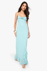 Chiffon Cowl Neck Maxi Dress