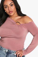 Plus Trim Detail Ruched Top