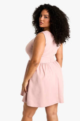 plus square neck sleeveless mini skater dress