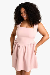 plus square neck sleeveless mini skater dress