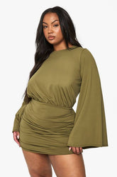 PLUS PREMIUM DRAPED batwing mini dress