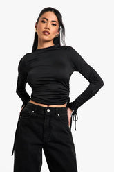 Jersey Ruched Side Long Sleeve Top