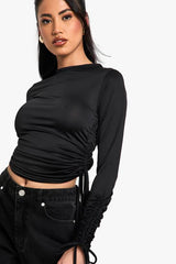 Jersey Ruched Side Long Sleeve Top