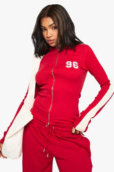 96 Rib Shrunken Zip Through Top