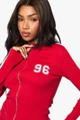96 Rib Shrunken Zip Through Top