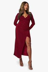 Plus Ruched Wrap Maxi Dress