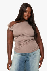 Plus Knot Shoulder Detail Asymmetric Top