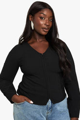 Plus Cinched Hook And Eye Top