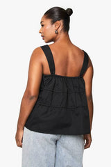 Plus Wide Strap Tie Front Smock Top