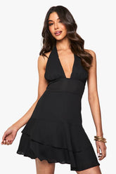 Halterneck Chiffon Skater Mini Dress