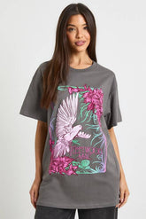 FLEETWOOD MAC BIRD LICENSE OVERSIZED PRINTED T-SHIRT