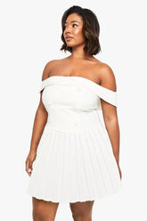 Plus Occasion Tailored Off Shoulder Skater Dress