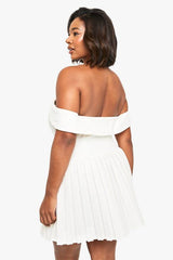 Plus Occasion Tailored Off Shoulder Skater Dress