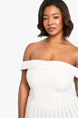 Plus Occasion Tailored Off Shoulder Skater Dress