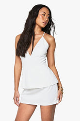 Strappy V Neck Tailored Mini Dress