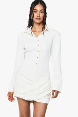 Premium Structured Panel Collared Mini Dress
