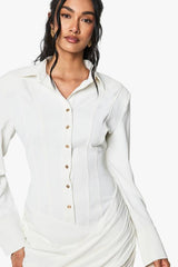 Premium Structured Panel Collared Mini Dress