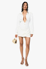 Premium Structured Panel Collared Mini Dress