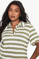 Plus V Neck Collared Knitted Top