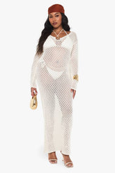 Plus Knitted Trim Detail Beach Maxi Dress