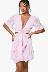 Burnout Floral Angel Sleeve Skater Dress