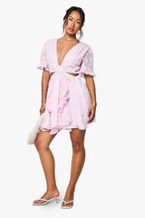 Burnout Floral Angel Sleeve Skater Dress