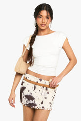 Faux Suede Cow Print Mini Skirt