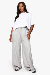 Plus Woven Drawstring Wide Leg Trouser