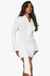Button Down Drape Mini Dress