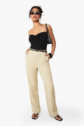 Belted Tailored Straight Leg Trouser