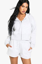 Deep Hem Waistband Cropped Hoodie