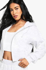 Deep Hem Waistband Cropped Hoodie