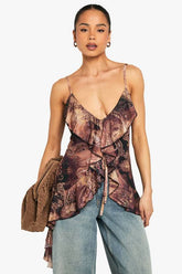 Mesh Frill Detail Cami Top