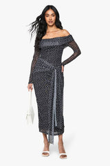 Bardot Polka Tie Waist Maxi Dress