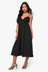 Linen Look Strappy Cami Maxi Dress