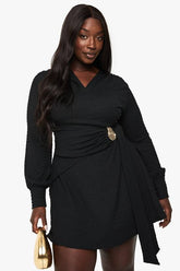 Plus Textured Trim Detail Wrap Dress