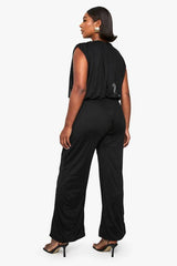 Plus mesh blouson wide leg jumpsuit