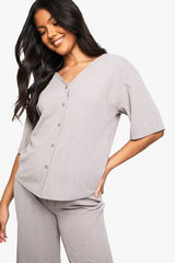 Maternity V Neck Button Down Loose Fit Co-Ord