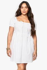 Plus Cotton Poplin Tie Front Detail Skater Dress