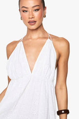 Tall Broderie Anglaise Halterneck Maxi Dress