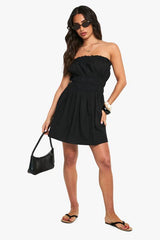 Petite Cotton Poplin Shirred Mini Dress