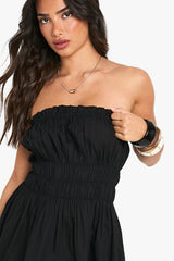 Petite Cotton Poplin Shirred Mini Dress