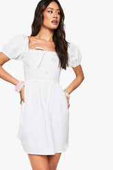 Tall Cotton Poplin Puff Sleeve Mini Dress