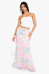 Petite Floral Print Chiffon Maxi Skirt
