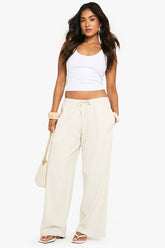 Petite Premium Linen Wide Leg Trousers