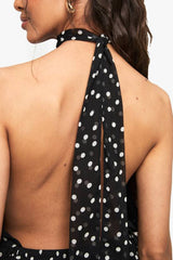 Polka Dot Chiffon Scarf Detail Mini Dress