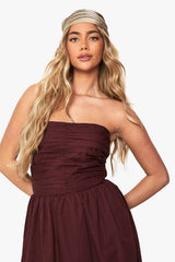 Cotton Poplin Ruched Detail Midi Dress