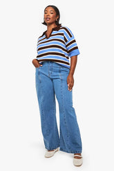 Plus Seam Detail Wide Leg Trouser