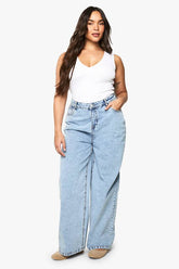 Plus High Waist Bum Shaper Wide Leg Jean