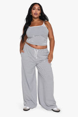 Plus Striped Contrast Binding Vest Top
